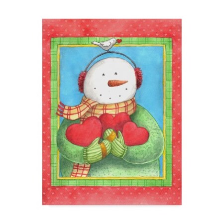 Trademark Fine Art Melinda Hipsher 'Snowman Give Heart' Canvas Art, 35x47 ALI31314-C3547GG